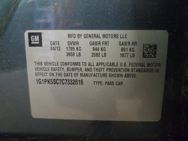 2012 CHEVROLET CRUZE ECO 1G1PK5SC7C7332616