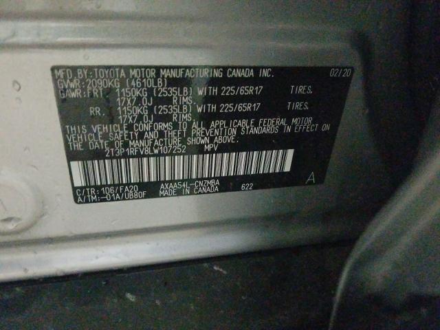 2020 TOYOTA RAV4 XLE 2T3P1RFV8LW107252