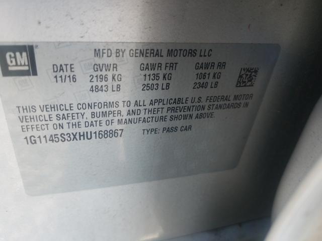 2017 CHEVROLET IMPALA PRE 1G1145S3XHU168867