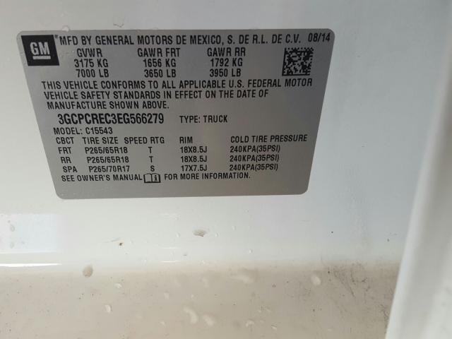 2014 CHEVROLET SILVERADO 3GCPCREC3EG566279