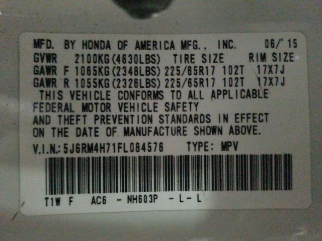2015 HONDA CR-V EXL 5J6RM4H71FL084576