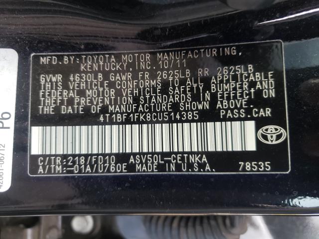2012 TOYOTA CAMRY - 4T1BF1FK8CU514385