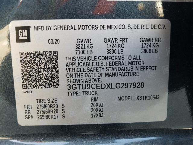 2020 GMC SIERRA K15 3GTU9CEDXLG297928