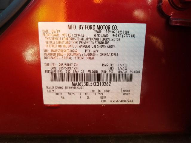 2019 FORD ECOSPORT T MAJ6S3KL5KC310262