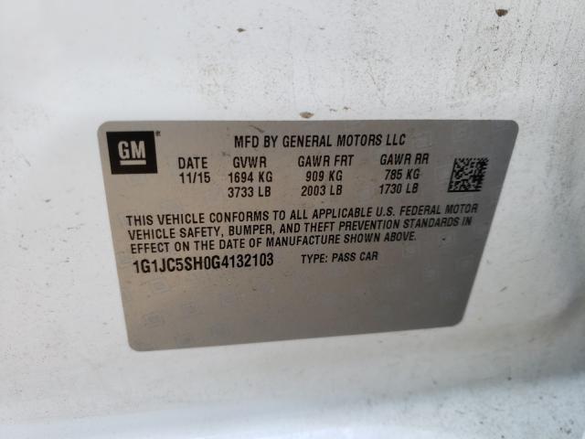 2016 CHEVROLET SONIC LT 1G1JC5SH0G4132103
