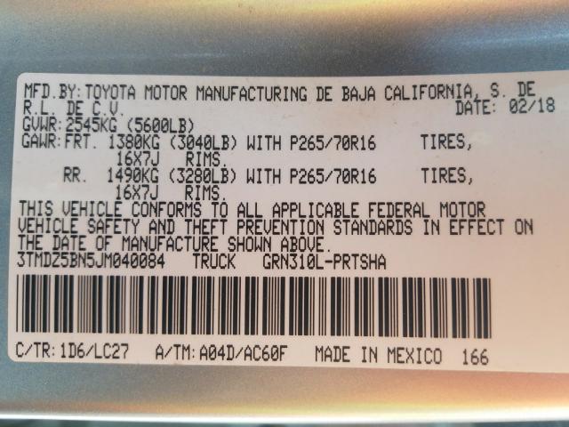 2018 TOYOTA TACOMA DOU 3TMDZ5BN5JM040084