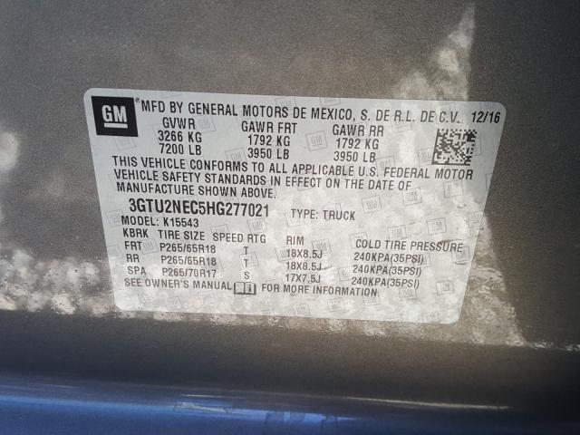 2017 GMC SIERRA K15 3GTU2NEC5HG277021