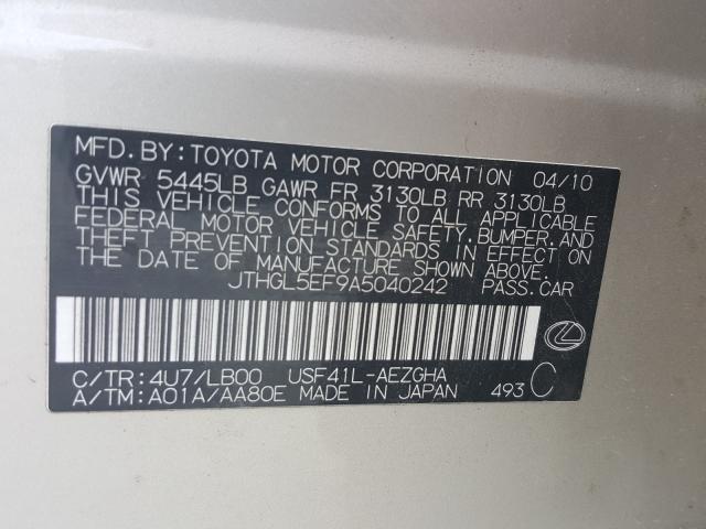 2010 LEXUS LS 460L JTHGL5EF9A5040242