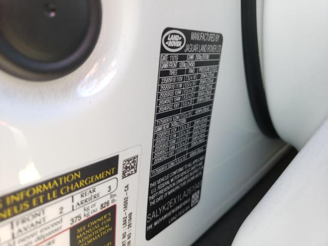 2020 LAND ROVER RANGE ROVE SALYK2EX1LA261949