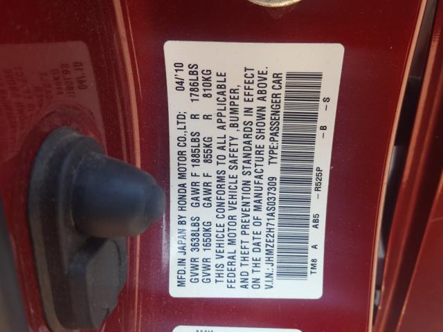 2010 HONDA INSIGHT EX JHMZE2H71AS037309