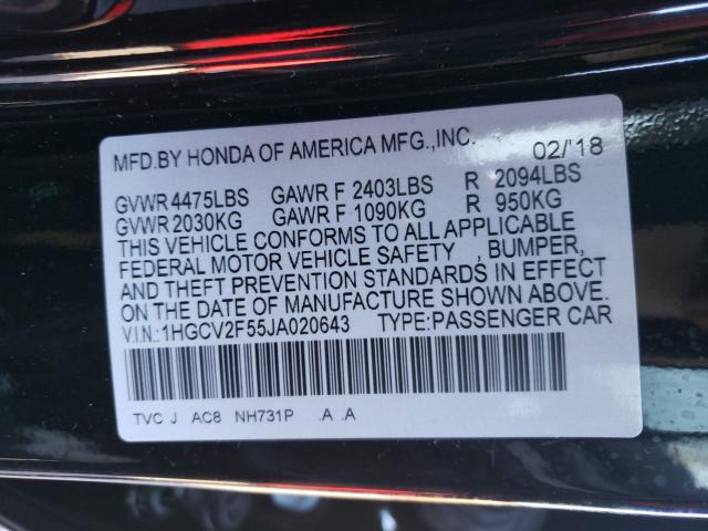 2018 HONDA ACCORD EXL 1HGCV2F55JA020643