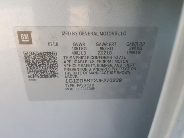 2018 CHEVROLET MALIBU LT 1G1ZD5ST2JF270239