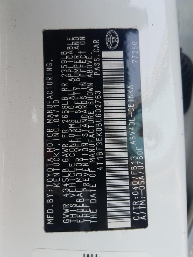 2011 TOYOTA CAMRY BASE - 4T1BF3EK0BU602763