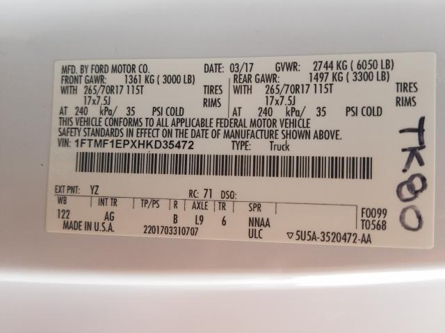 2017 FORD F150 - 1FTMF1EPXHKD35472