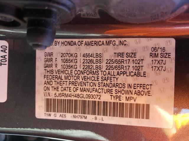 2016 HONDA CR-V SE 5J6RM4H48GL093072