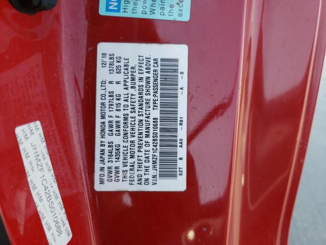 2011 HONDA CR-Z JHMZF1C42BS010688
