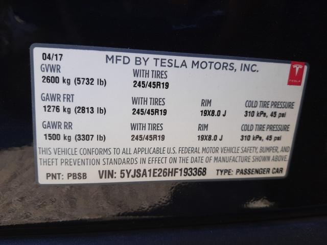 2017 TESLA MODEL S 5YJSA1E26HF193368
