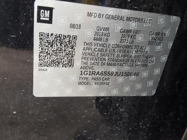 2018 CHEVROLET VOLT LT 1G1RA6S59JU158646