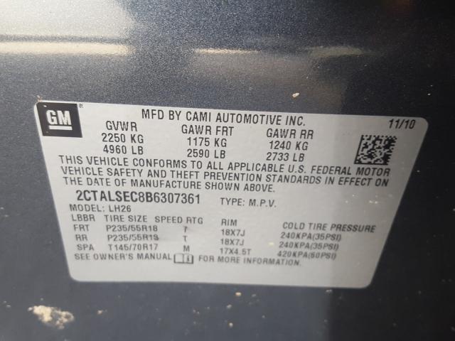 2011 GMC TERRAIN SL 2CTALSEC8B6307361