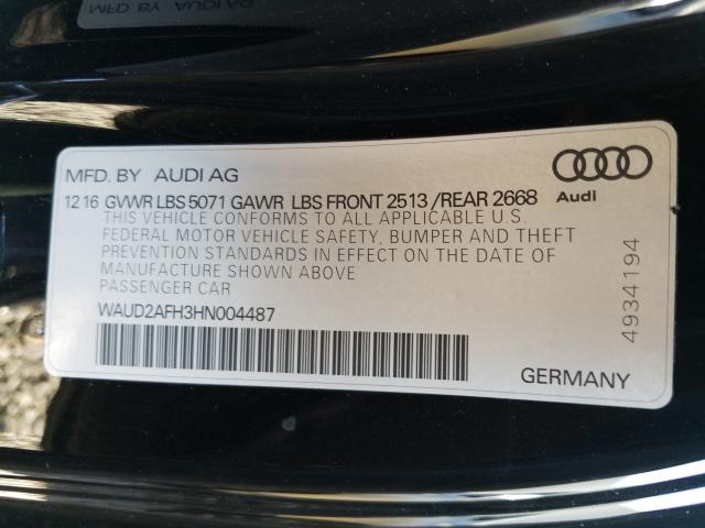 2017 AUDI A5 SPORT WAUD2AFH3HN004487