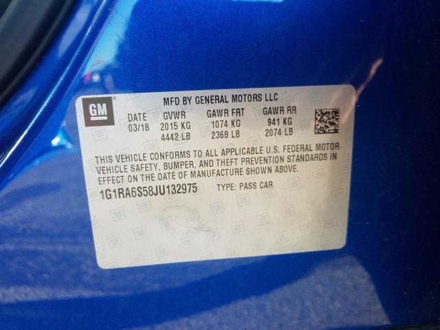 VIN 1G1RA6S58JU132975 2018 Chevrolet Volt, LT no.10