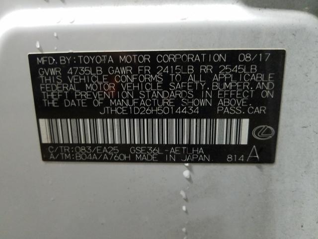 2017 LEXUS IS 350 JTHCE1D26H5014434