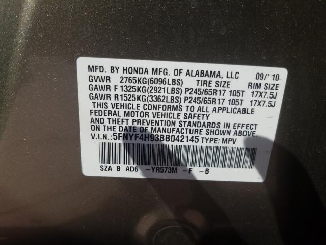 2011 HONDA PILOT TOUR 5FNYF4H93BB042145
