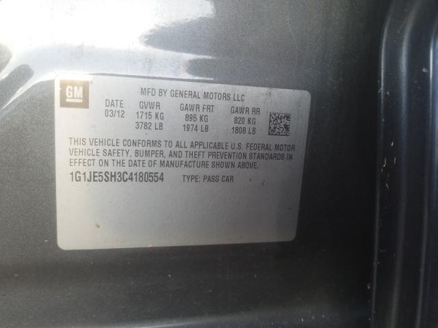 2012 CHEVROLET SONIC LTZ 1G1JE5SH3C4180554