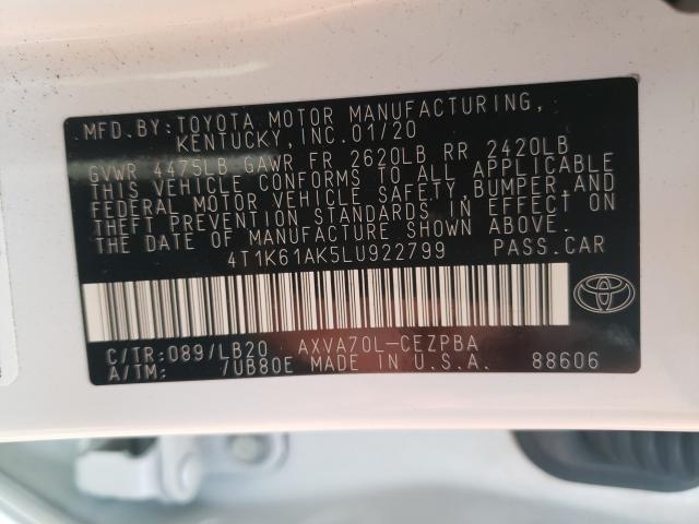 2020 TOYOTA CAMRY XSE 4T1K61AK5LU922799