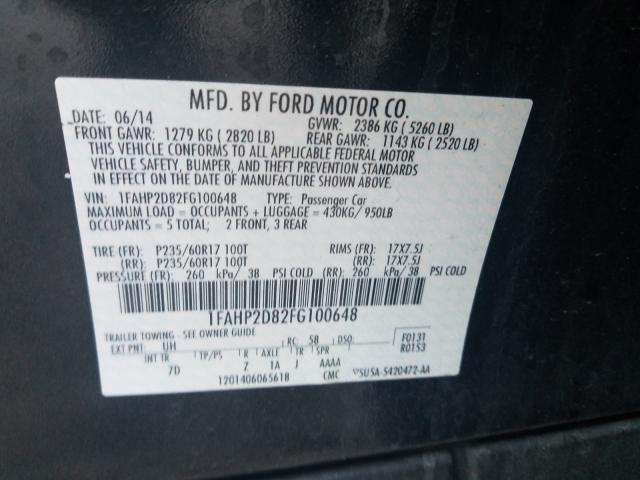 2015 FORD TAURUS SE 1FAHP2D82FG100648