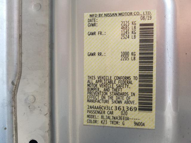 2020 NISSAN MAXIMA SV 1N4AA6CV3LC361369