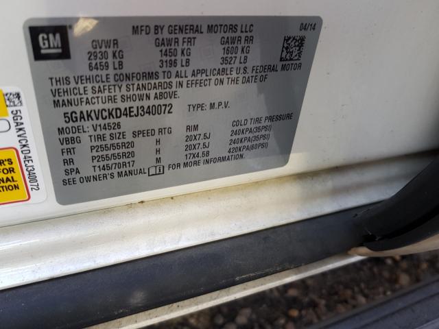 2014 BUICK ENCLAVE 5GAKVCKD4EJ340072