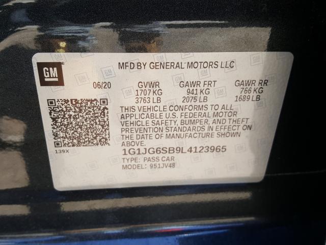 2020 CHEVROLET SONIC 1G1JG6SB9L4123965