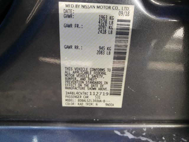 2019 NISSAN ALTIMA SR 1N4BL4CV7KC112719