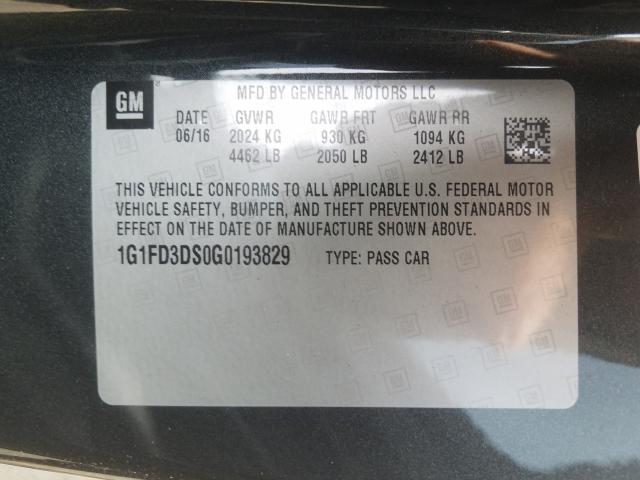 2016 CHEVROLET CAMARO LT 1G1FD3DS0G0193829