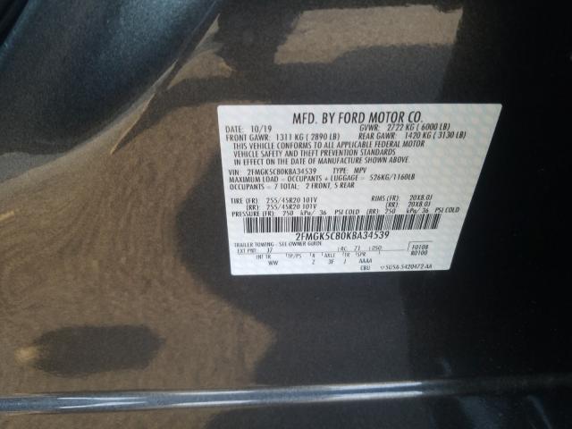 2019 FORD FLEX SEL 2FMGK5C80KBA34539
