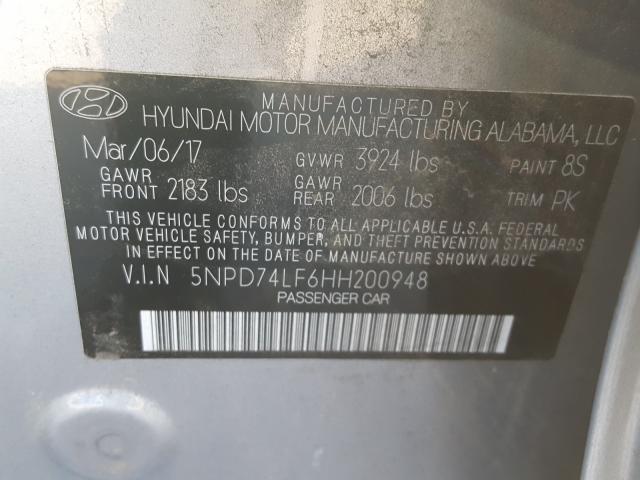 2017 HYUNDAI ELANTRA SE 5NPD74LF6HH200948