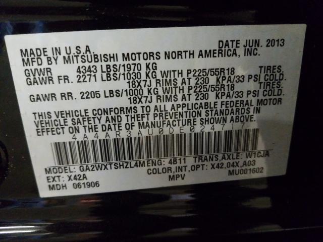 2013 MITSUBISHI OUTLANDER 4A4AR3AU0DE024717