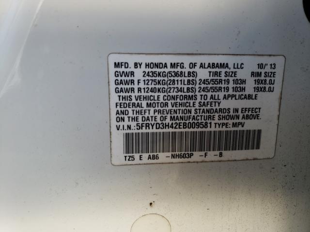 2014 ACURA MDX TECHNO 5FRYD3H42EB009581