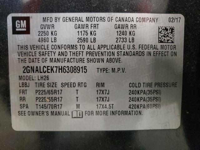 2GNALCEK7H6308915 | 2017 CHEVROLET EQUINOX LT