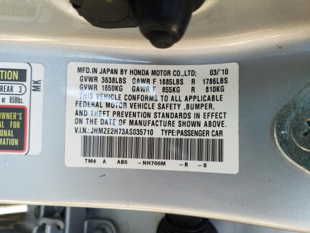 2010 HONDA INSIGHT EX JHMZE2H73AS035710