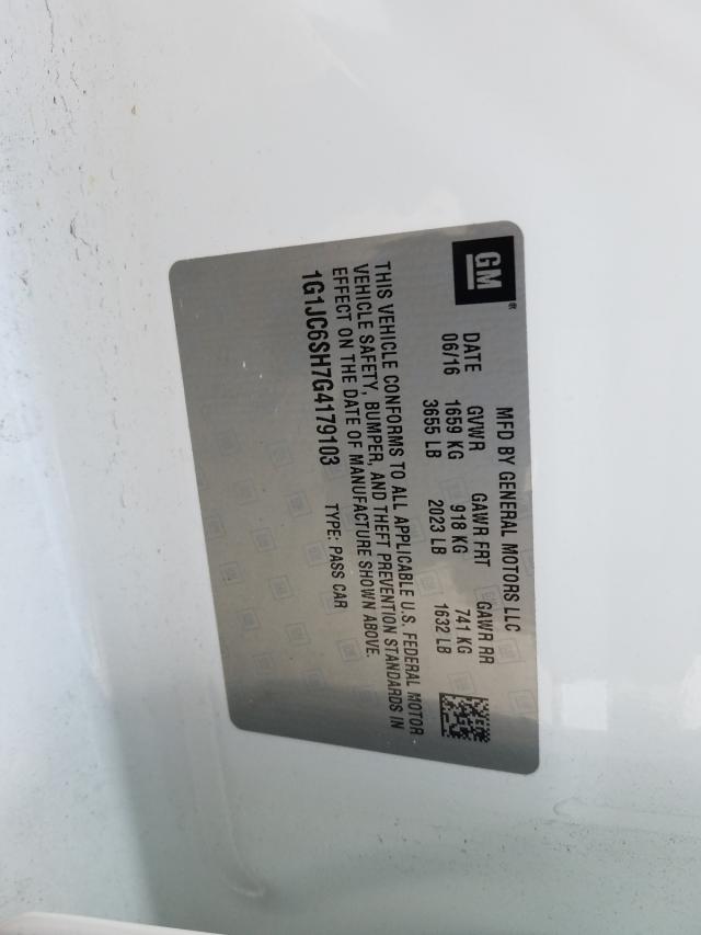 2016 CHEVROLET SONIC LT 1G1JC6SH7G4179103