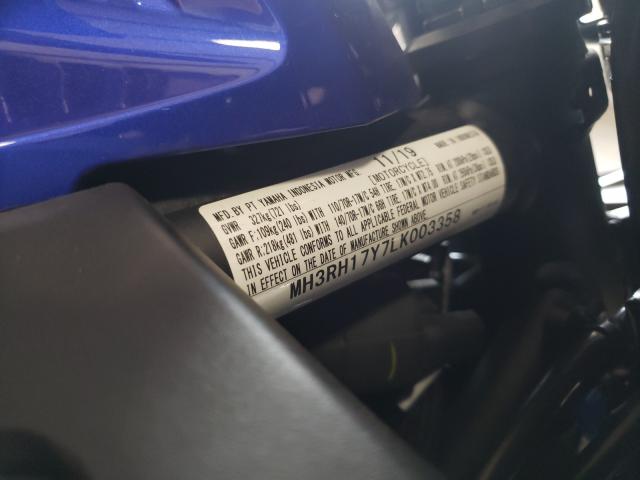2020 YAMAHA YZFR3 MH3RH17Y7LK003358