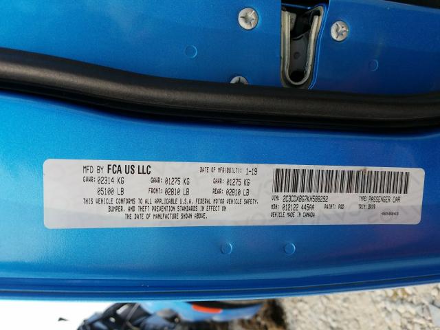 2019 DODGE CHARGER SX 2C3CDXBG7KH588292