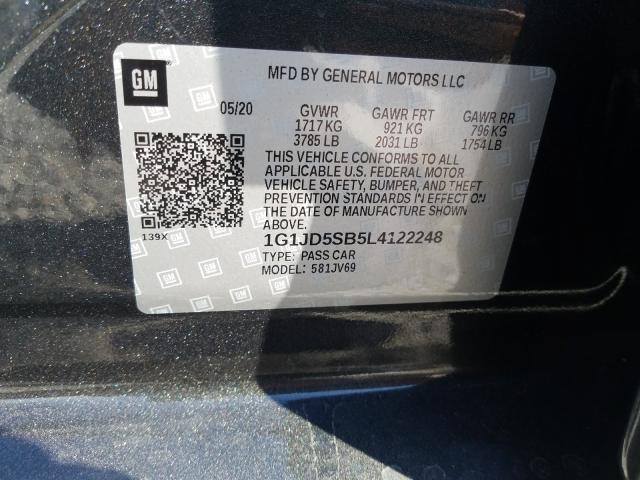 2020 CHEVROLET SONIC LT 1G1JD5SB5L4122248