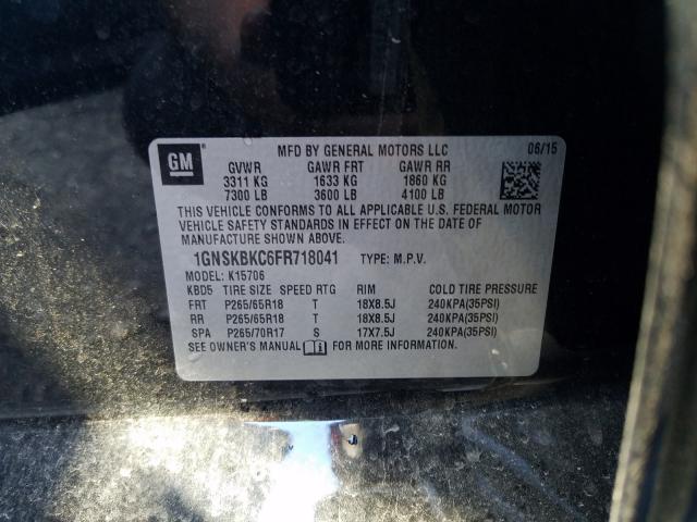 2015 CHEVROLET TAHOE K150 1GNSKBKC6FR718041