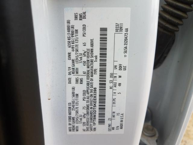 2019 FORD F350 SUPER 1FT8W3DT5KEE83398