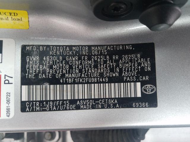 2015 TOYOTA CAMRY L/SE 4T1BF1FK2FU981449