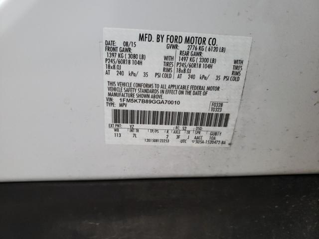 2016 FORD EXPLORER 1FM5K7B89GGA70010