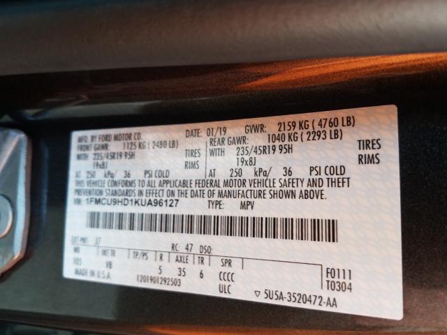 2019 FORD ESCAPE SEL 1FMCU9HD1KUA96127